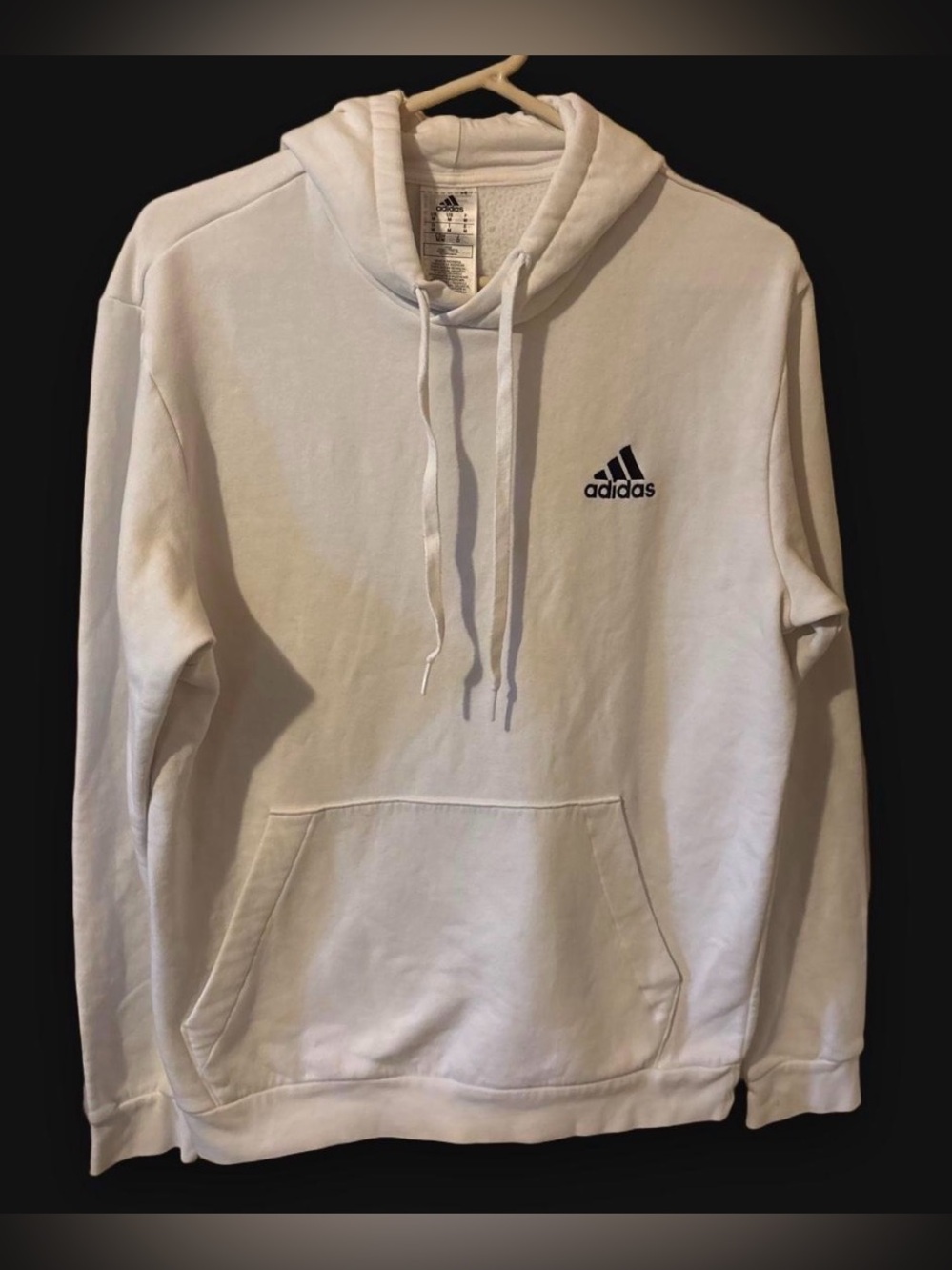Adidas White Pullover Hoodie with Small Logo